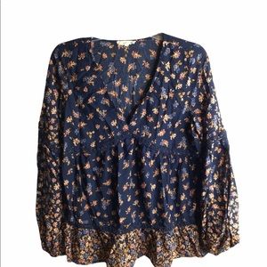 PROMESA BOHO BLOUSE LARGE NAVY BLUE